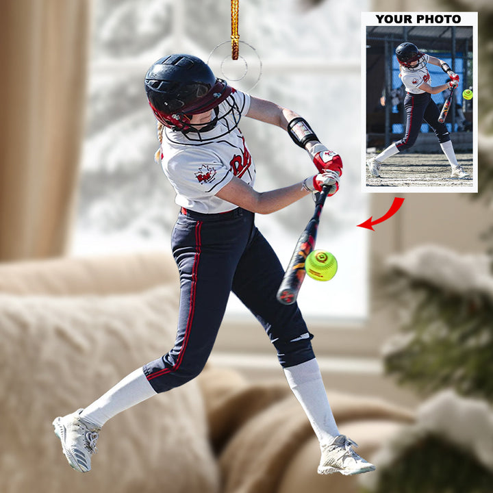 Diamond Warrior - Personalized Photo Mica Ornament - Christmas Gift For Softball Lovers, Softball Players