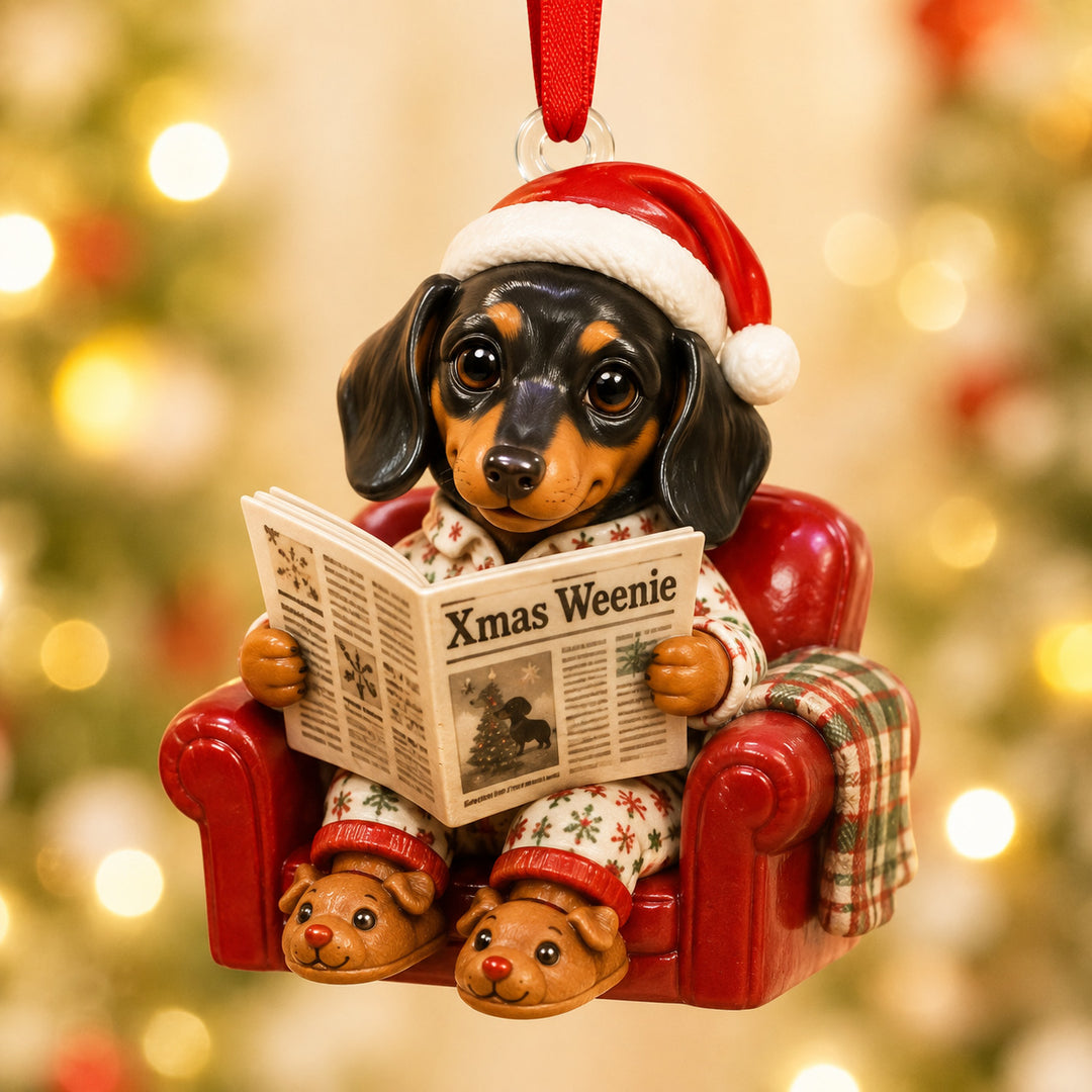 Dachshund Xmas Night Mica Ornament NCU0HT037