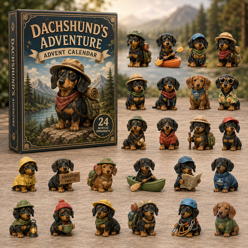 CHRISTMAS KICKOFF 40% OFF - Dachshund Adventure Advent Calendar 2026 - 24-Day Festive Countdown, Acrylic Charms Blind Box - Gift For Dog Lovers AC0TM236