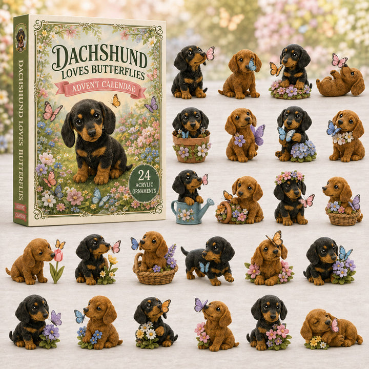 CHRISTMAS KICKOFF 40% OFF - Dachshund In Spring Advent Calendar 2026 - 24-Day Festive Countdown, Acrylic Charms Blind Box - Gift For Dog Lovers AC0TM239