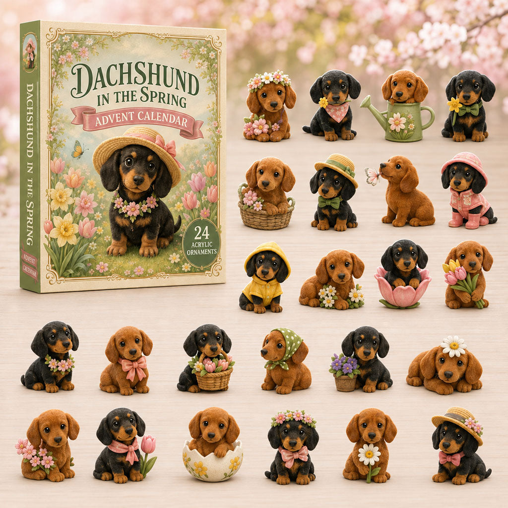 CHRISTMAS KICKOFF 40% OFF - Dachshund In The Garden Advent Calendar 2026 - 24-Day Festive Countdown, Acrylic Charms Blind Box - Gift For Dog Lovers AC0TM237