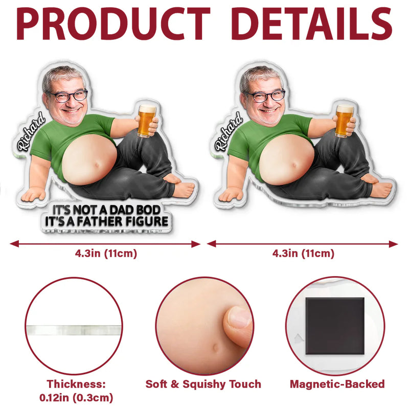 Taste Testing Is A Dad Duty - Personalized Photo Dad Bod Belly Squishy Acrylic Fridge Magnet – Father's Day Gifts For Dad, Grandpa