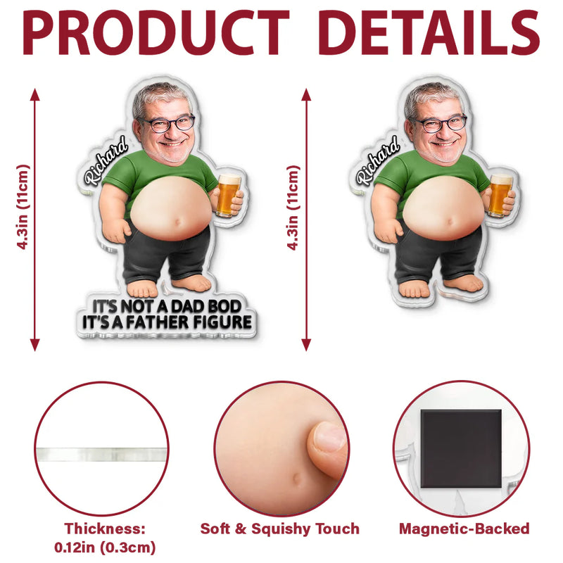 Taste Testing Is A Dad Duty - Personalized Photo Dad Bod Belly Squishy Acrylic Fridge Magnet – Father's Day Gifts For Dad, Grandpa