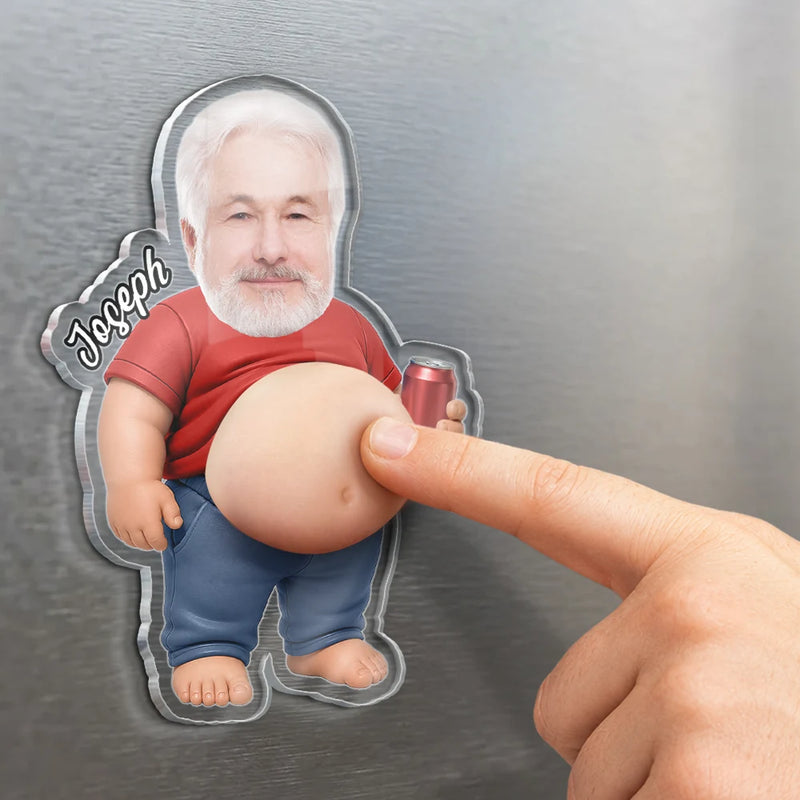 Taste Testing Is A Dad Duty - Personalized Photo Dad Bod Belly Squishy Acrylic Fridge Magnet – Father's Day Gifts For Dad, Grandpa