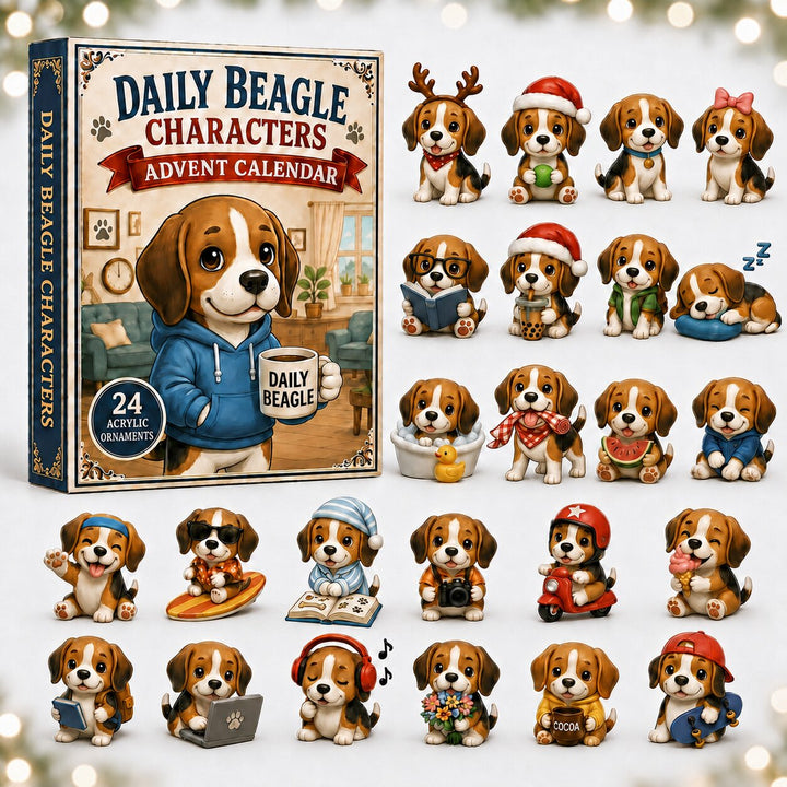 CHRISTMAS KICKOFF 40% OFF - Daily Beagle Advent Calendar 2026 - 24-Day Festive Countdown, Acrylic Charms Blind Box - Gift For Dogs Lovers