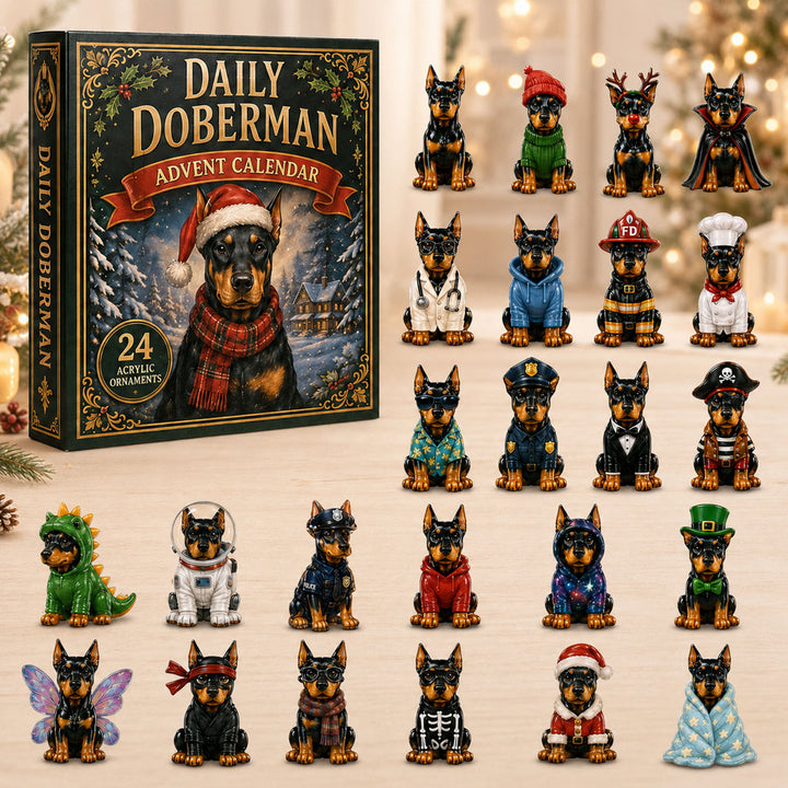 CHRISTMAS KICKOFF 40% OFF - Daily Doberman Advent Calendar 2026 - 24-Day Festive Countdown, Acrylic Charms Blind Box - Gift For Doberman Lovers AC0NT213