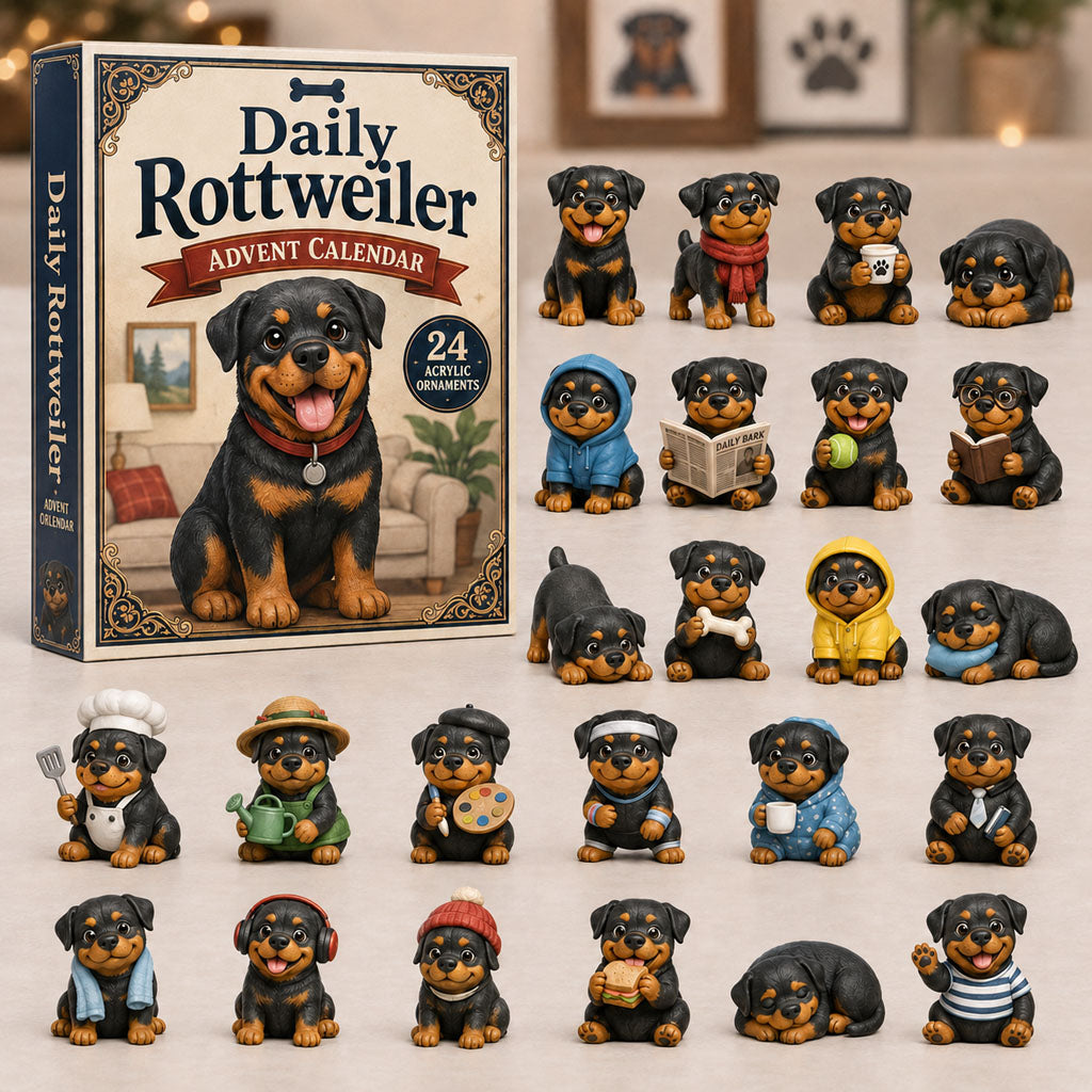 CHRISTMAS KICKOFF 40% OFF - Daily Rottweiler Advent Calendar 2026 - 24-Day Festive Countdown, Acrylic Charms Blind Box - Gift For Rottweiler Lovers AC0NT139