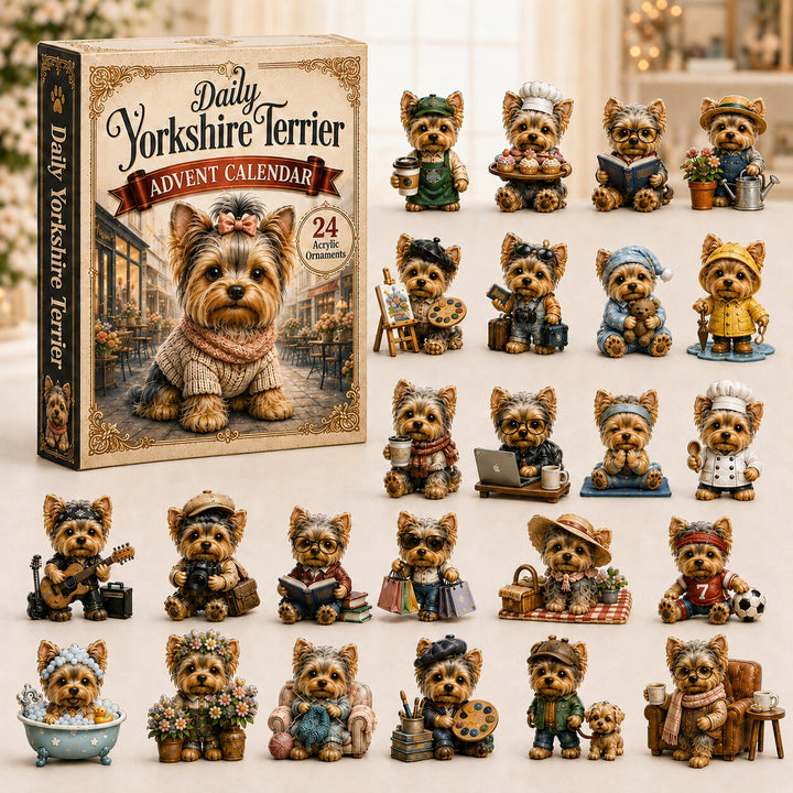 CHRISTMAS KICKOFF 40% OFF - Daily Yorkshire Terrier Advent Calendar 2026 - 24-Day Festive Countdown, Acrylic Charms Blind Box - Gift For Dog Lovers