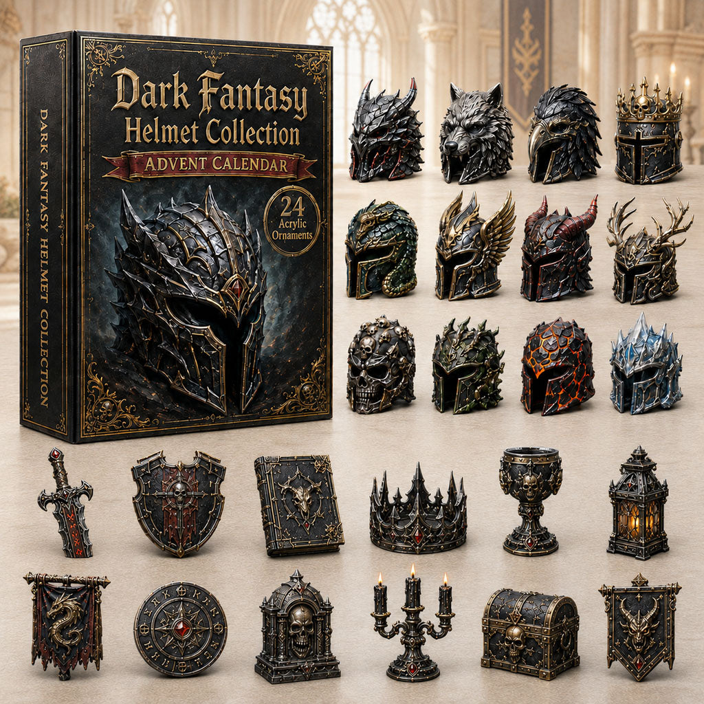 CHRISTMAS KICKOFF 40% OFF - Dark Fantasy Helmets Advent Calendar 2026 - 24-Day Festive Countdown, Acrylic Charms Blind Box - Gift For Helmets Lovers AC0HA031