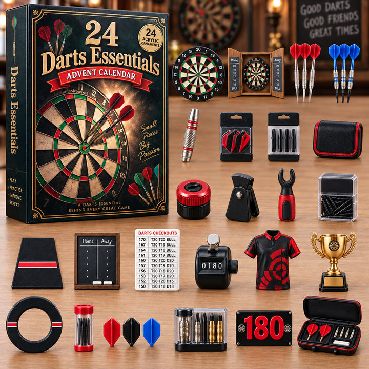 CHRISTMAS KICKOFF 40% OFF - Darts Essentials Advent Calendar 2026 - 24-Day Festive Countdown, Acrylic Charms Blind Box - Gift For Darts Lovers AC0NT272