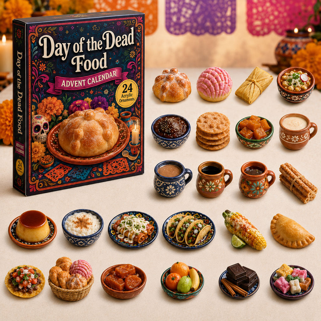 DAY OF THE DEAD KICKOFF 40% OFF - Day of the Dead Food Advent Calendar 2026 - 24-Day Festive Countdown, Acrylic Charms Blind Box - Gift For Family & Friends AC0TH190