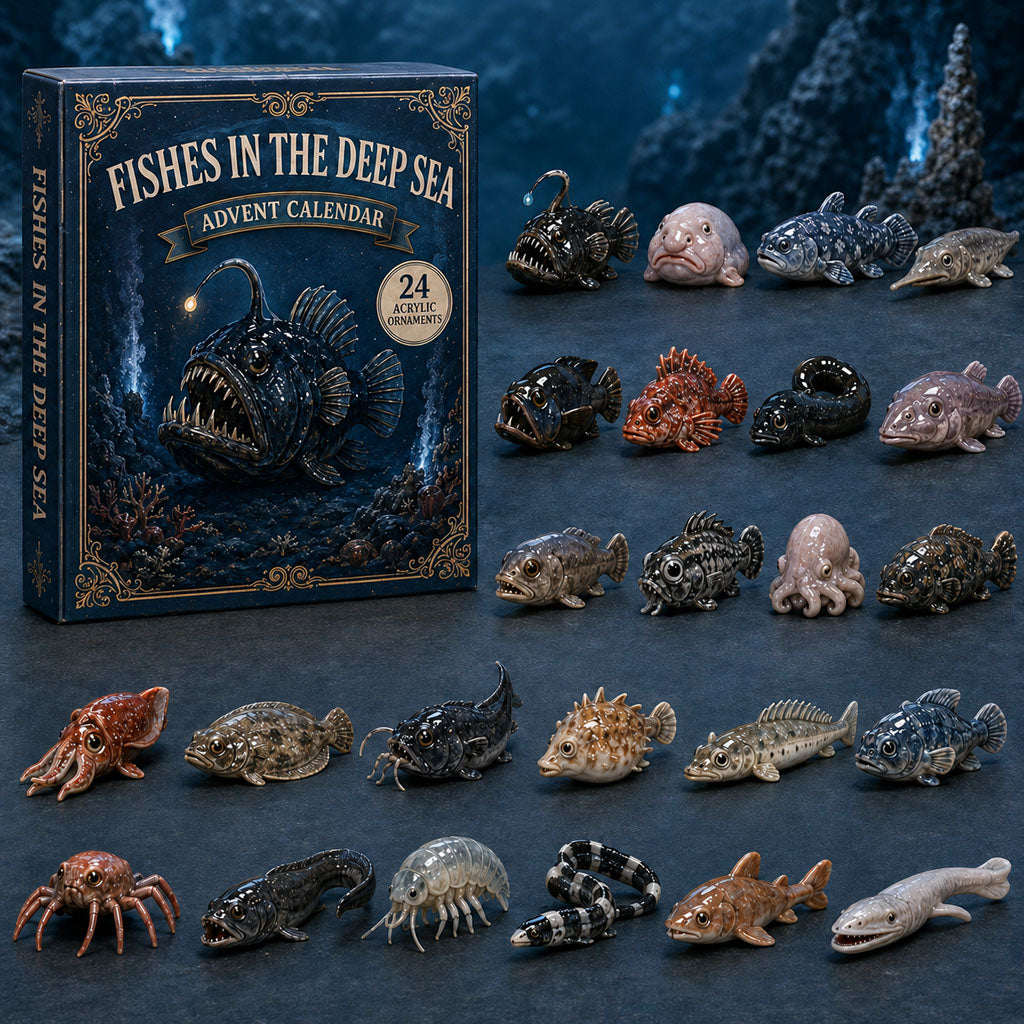 CHRISMAST KICKOFF 40% OFF - Deep Sea Fish Advent Calendar 2026 - 24-Day Festive Countdown, Acrylic Charms Blind Box - Gift For Fish Lovers AC0TM151