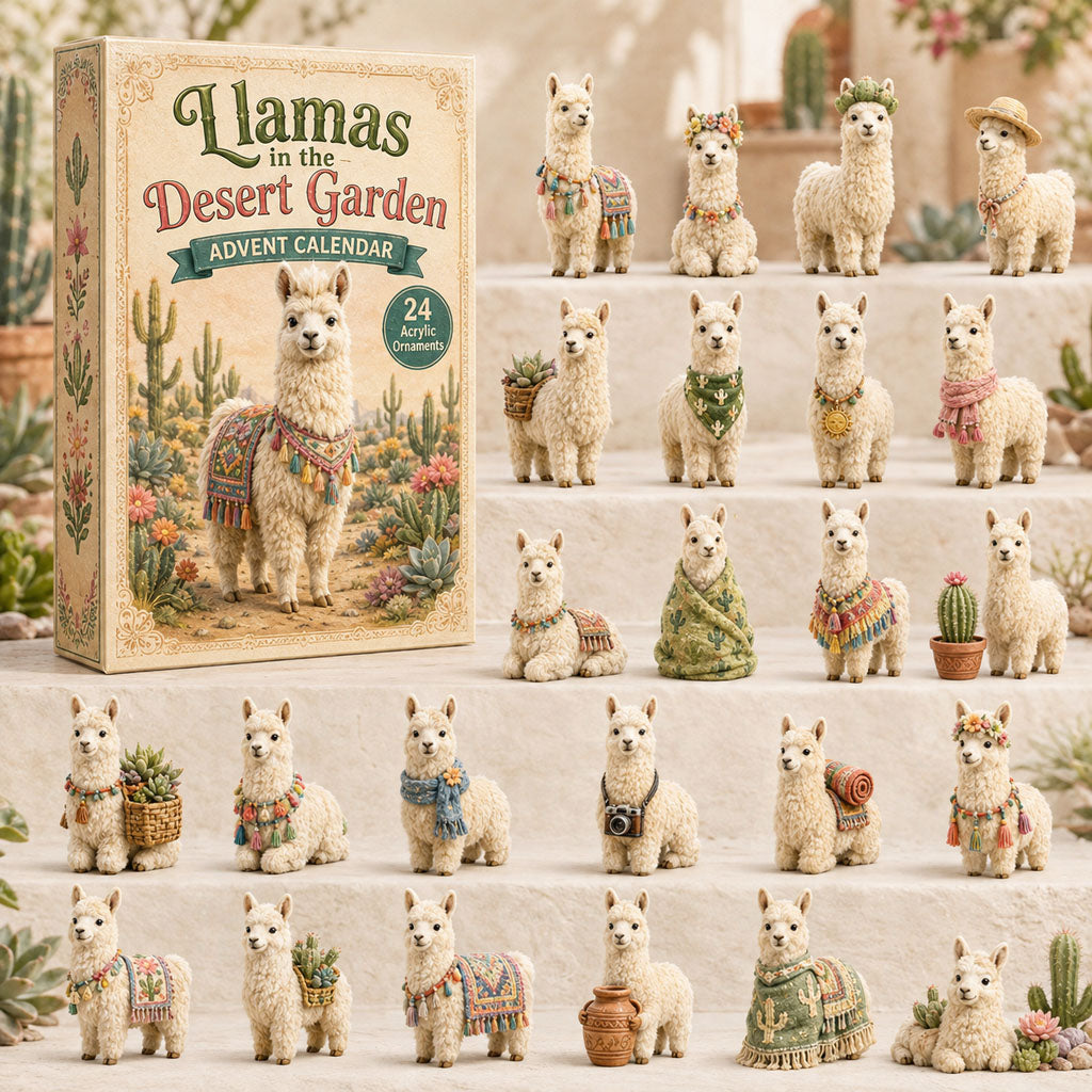 CHRISTMAS KICKOFF 40% OFF - Desert Llama Garden Advent Calendar 2026 - 24-Day Festive Countdown, Acrylic Charms Blind Box - Gift For Llama Lovers AC0TH035