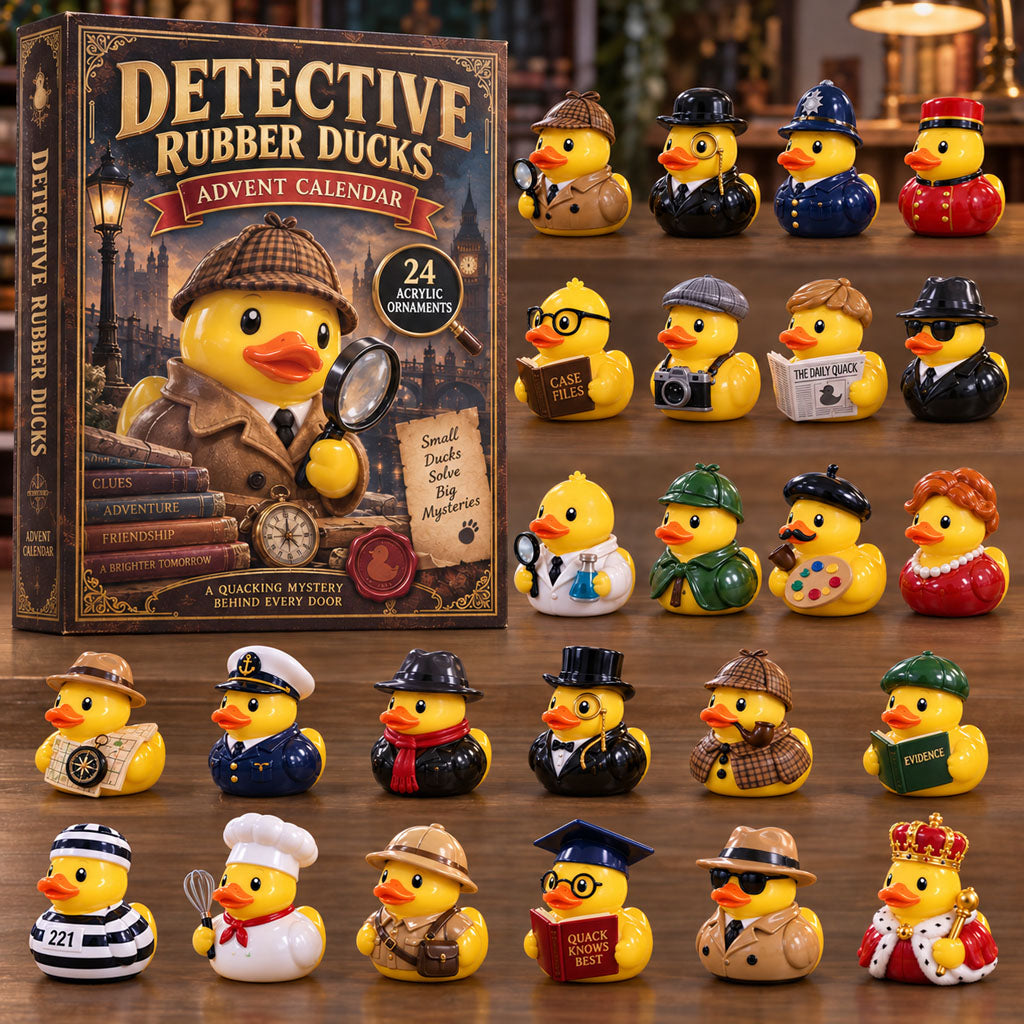 CHRISTMAS KICKOFF 40% OFF - Detective Rubber Ducks Advent Calendar 2026 - 24-Day Festive Countdown, Acrylic Charms Blind Box - Gift For Rubber Duck Lovers AC0TM283