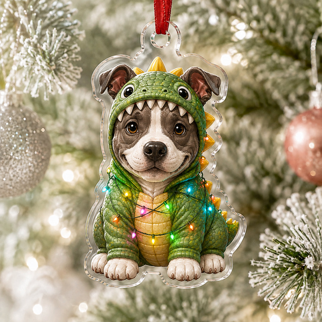 Dino Pitbull Adorable Mica Ornament NCU0NT002