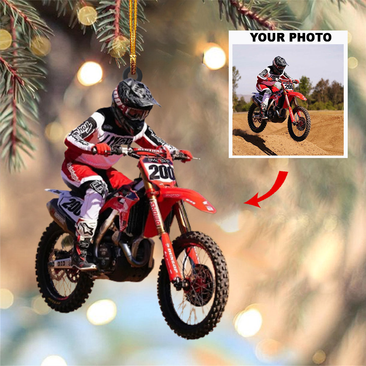 Personalized Photo Mica Ornament - Motocross Dirt Bikes ARNO001