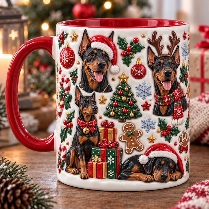 Doberman Christmas 3D Effect Printed Accent Mug NCU0TH090