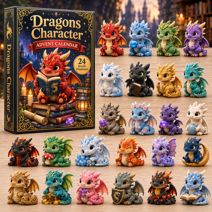 CHRISTMAS KICKOFF 40% OFF - Dragon Character Advent Calendar 2026 - 24-Day Festive Countdown, Acrylic Charms Blind Box - Gift For Dragon Lovers