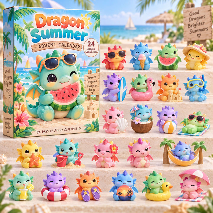 CHRISTMAS KICKOFF 40% OFF - Dragon Summer Advent Calendar 2026 - 24-Day Festive Countdown, Acrylic Charms Blind Box - Gift For Kids AC0HA331