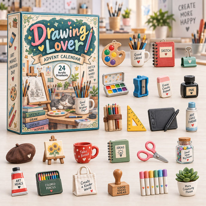 CHRISTMAS KICKOFF 40% OFF - Drawing Lover Advent Calendar 2026 - 24-Day Festive Countdown, Acrylic Charms Blind Box - Gift For Drawing Lovers AC0HA276