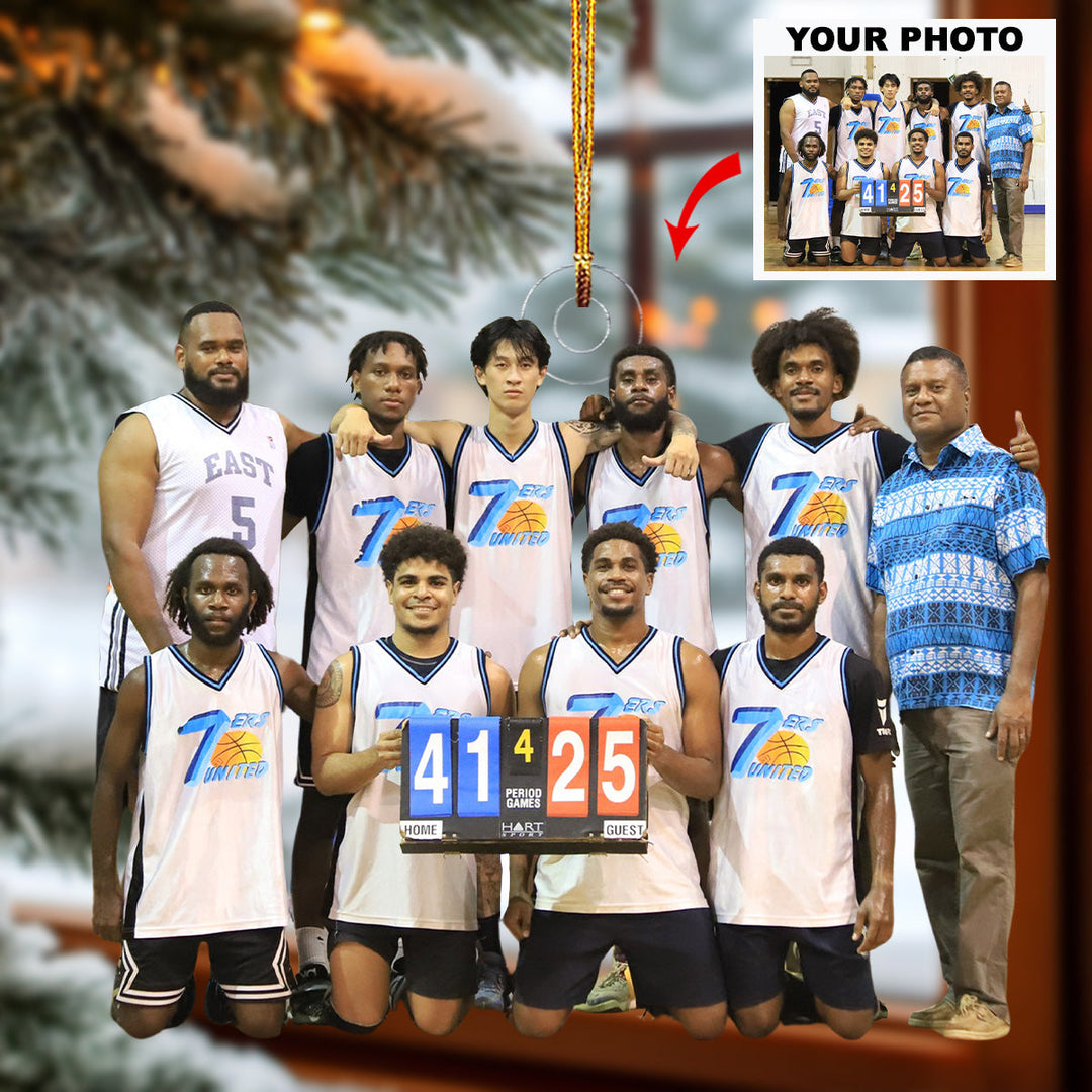 Dream Team - Personalized Photo Mica Ornament - Gift For Basketball Lovers, Family Members