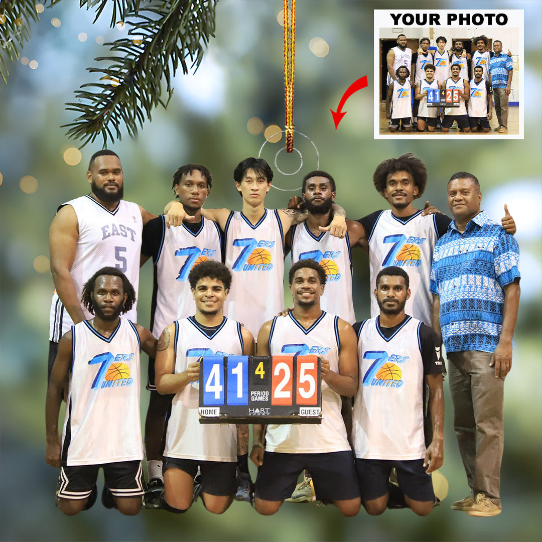 Dream Team - Personalized Photo Mica Ornament - Gift For Basketball Lovers, Family Members