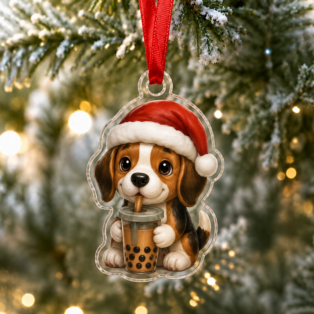 Drinking Beagle Adorable Mica Ornament NCU0NT029
