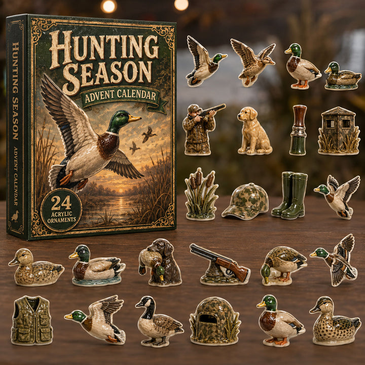 CHRISTMAS KICKOFF 40% OFF - Duck Hunting Season Advent Calendar 2026 - 24-Day Festive Countdown, Acrylic Charms Blind Box - Gift For Hunting Lovers