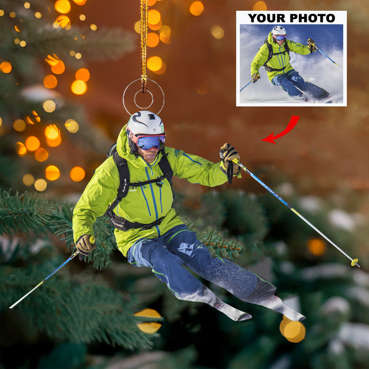 Dynamic Action - Personalized Mica Ornament - Gift For Skiing Lovers, Family Members