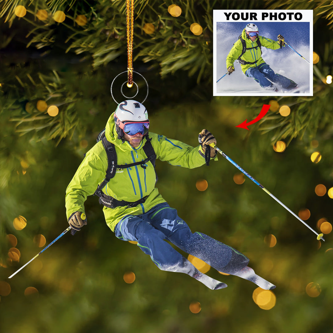 Dynamic Action - Personalized Mica Ornament - Gift For Skiing Lovers, Family Members