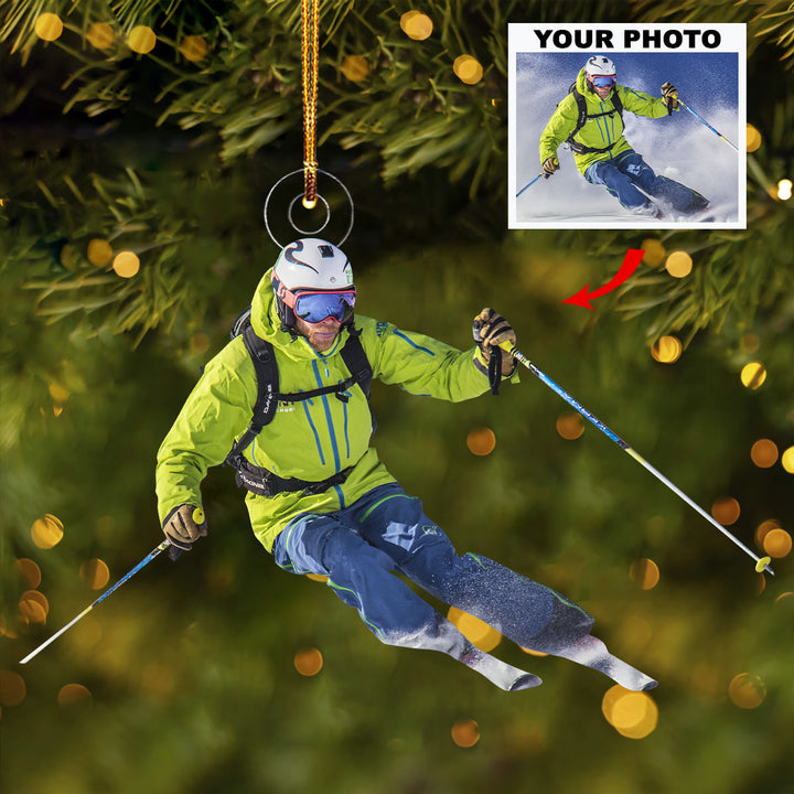 Dynamic Action - Personalized Mica Ornament - Gift For Skiing Lovers, Family Members