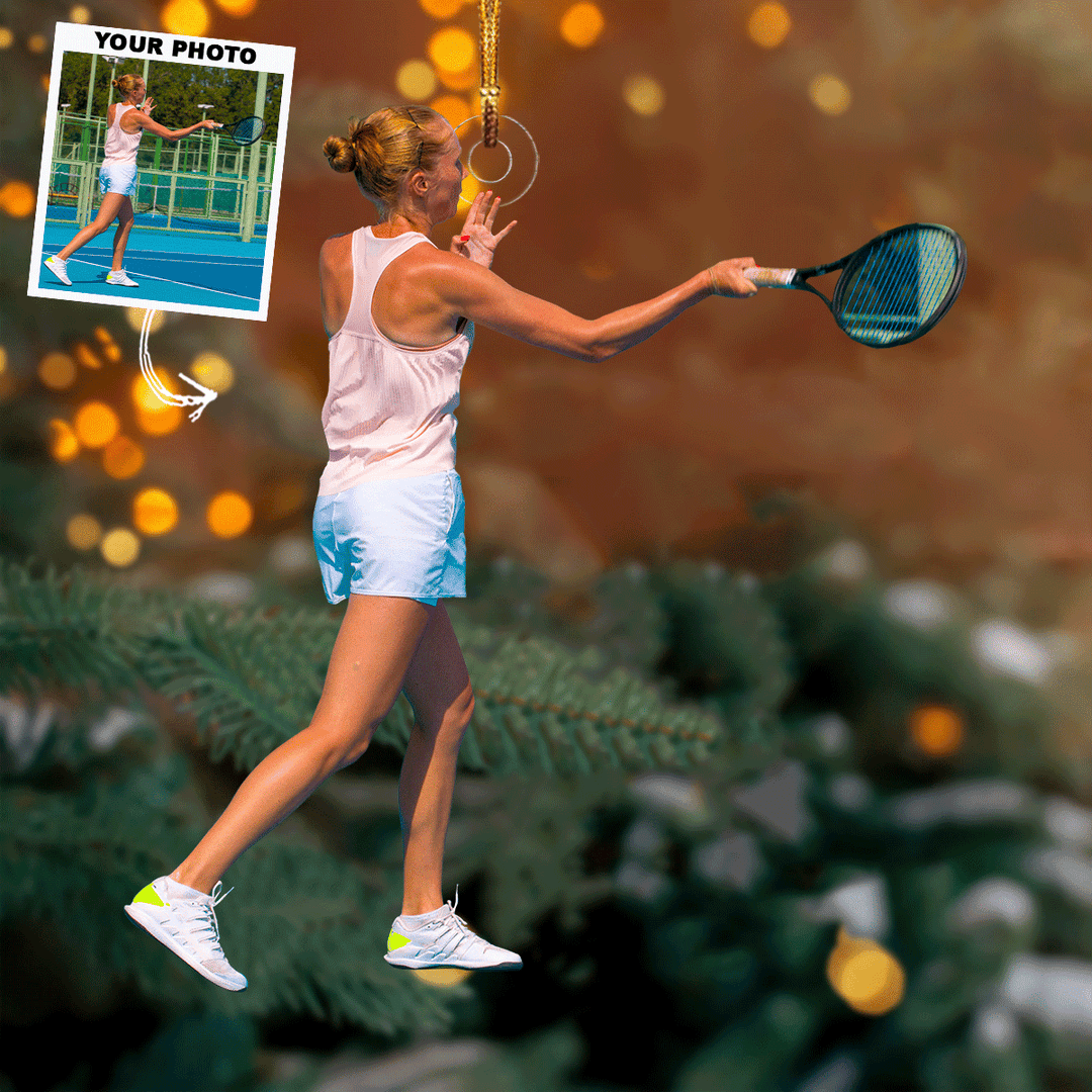 Dynamic Action - Personalized Photo Mica Ornament - Gift For Tennis Lovers, Family Members, Wife, Girlfriend