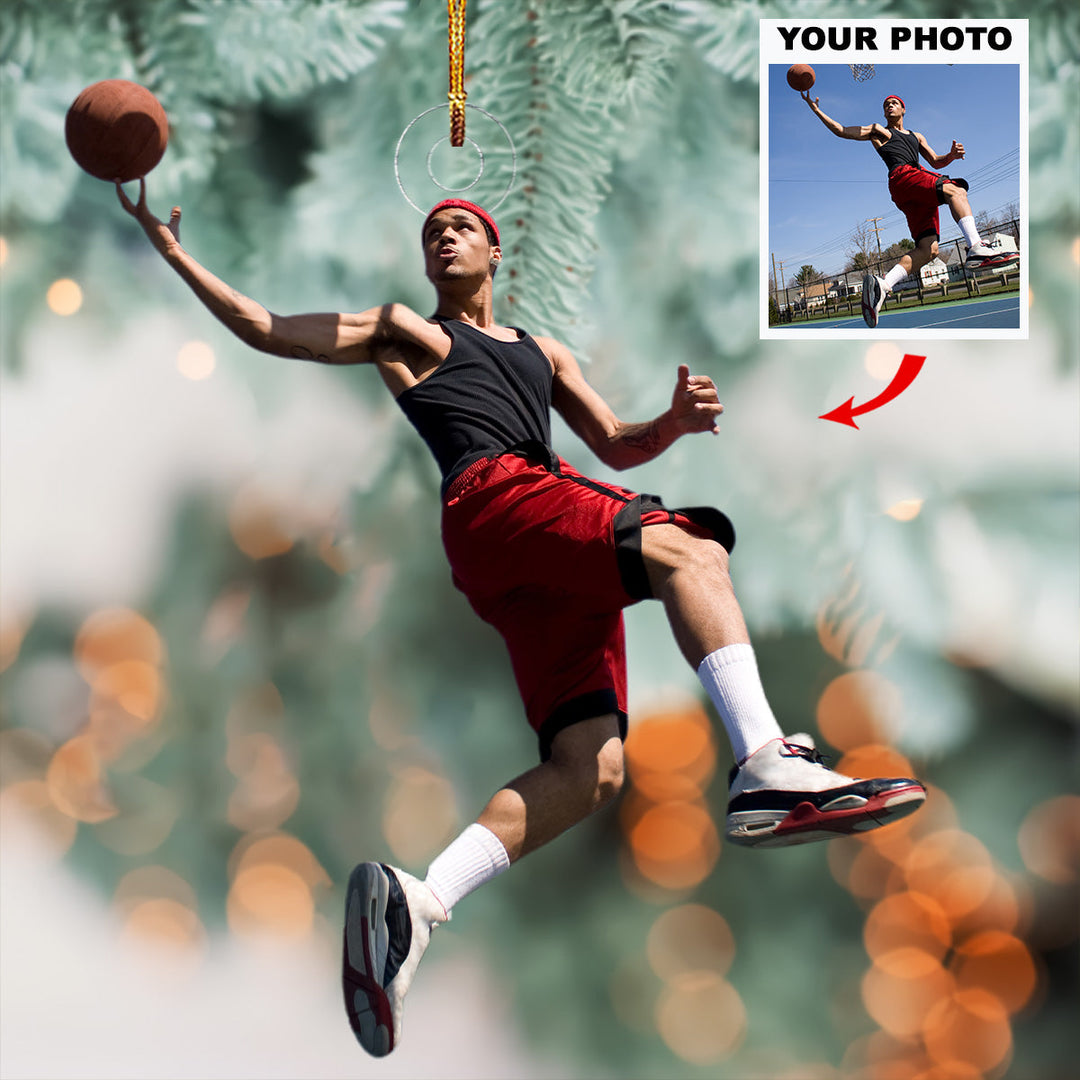 Dynamic Pose - Personalized Photo Mica Ornament - Gift For Basketball Lovers, Family Members