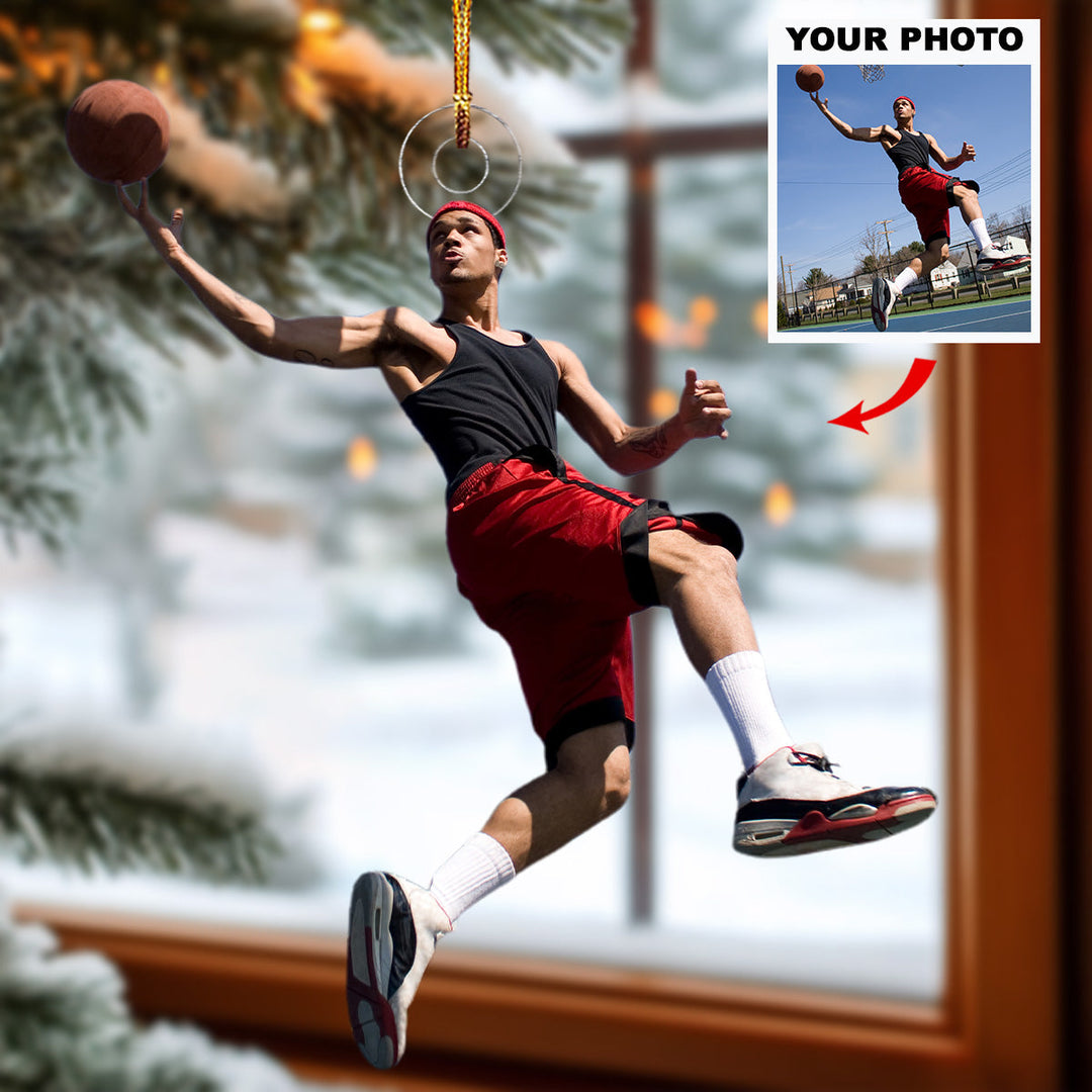 Dynamic Pose - Personalized Photo Mica Ornament - Gift For Basketball Lovers, Family Members
