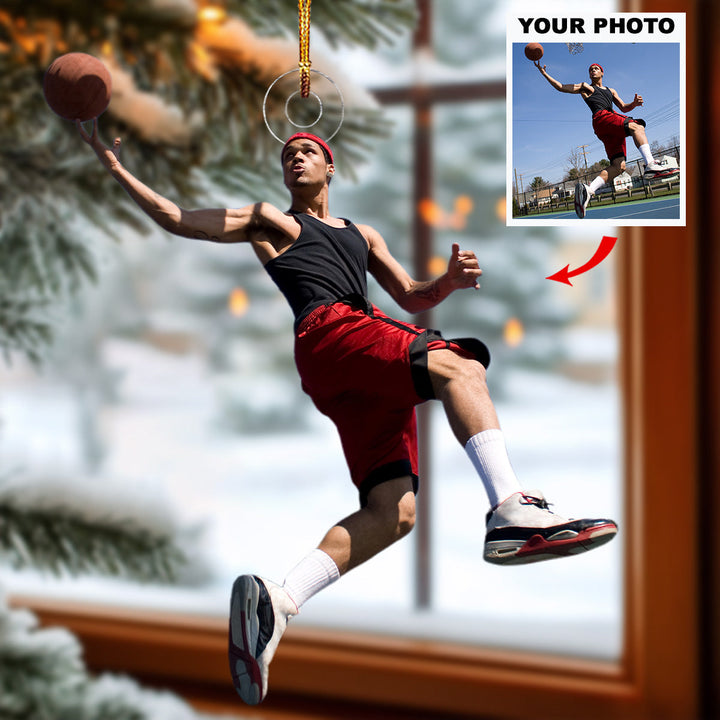 Dynamic Pose - Personalized Photo Mica Ornament - Gift For Basketball Lovers, Family Members