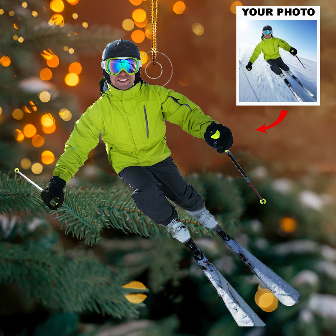 Dynamic Pose - Personalized Mica Ornament - Gift For Skiing Lovers, Family Members