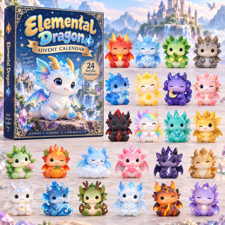 CHRISTMAS KICKOFF 40% OFF - Elemental Dragon Advent Calendar 2026 - 24-Day Festive Countdown, Acrylic Charms Blind Box - Gift For Kids AC0HA332