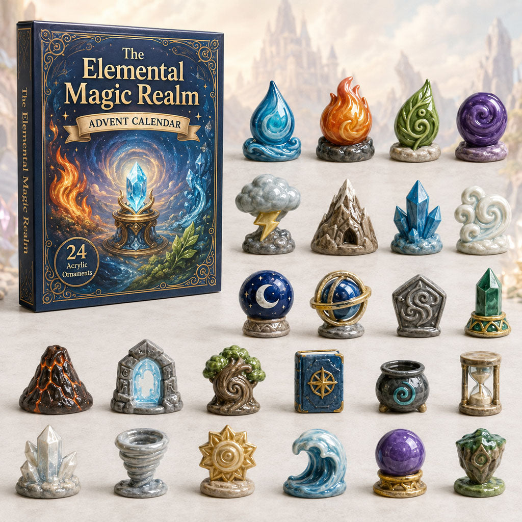CHRISMAST KICKOFF 40% OFF - Elemental Magic Realm Advent Calendar 2026 - 24-Day Festive Countdown, Acrylic Charms Blind Box - Gift For Board Games Lovers AC0TH062