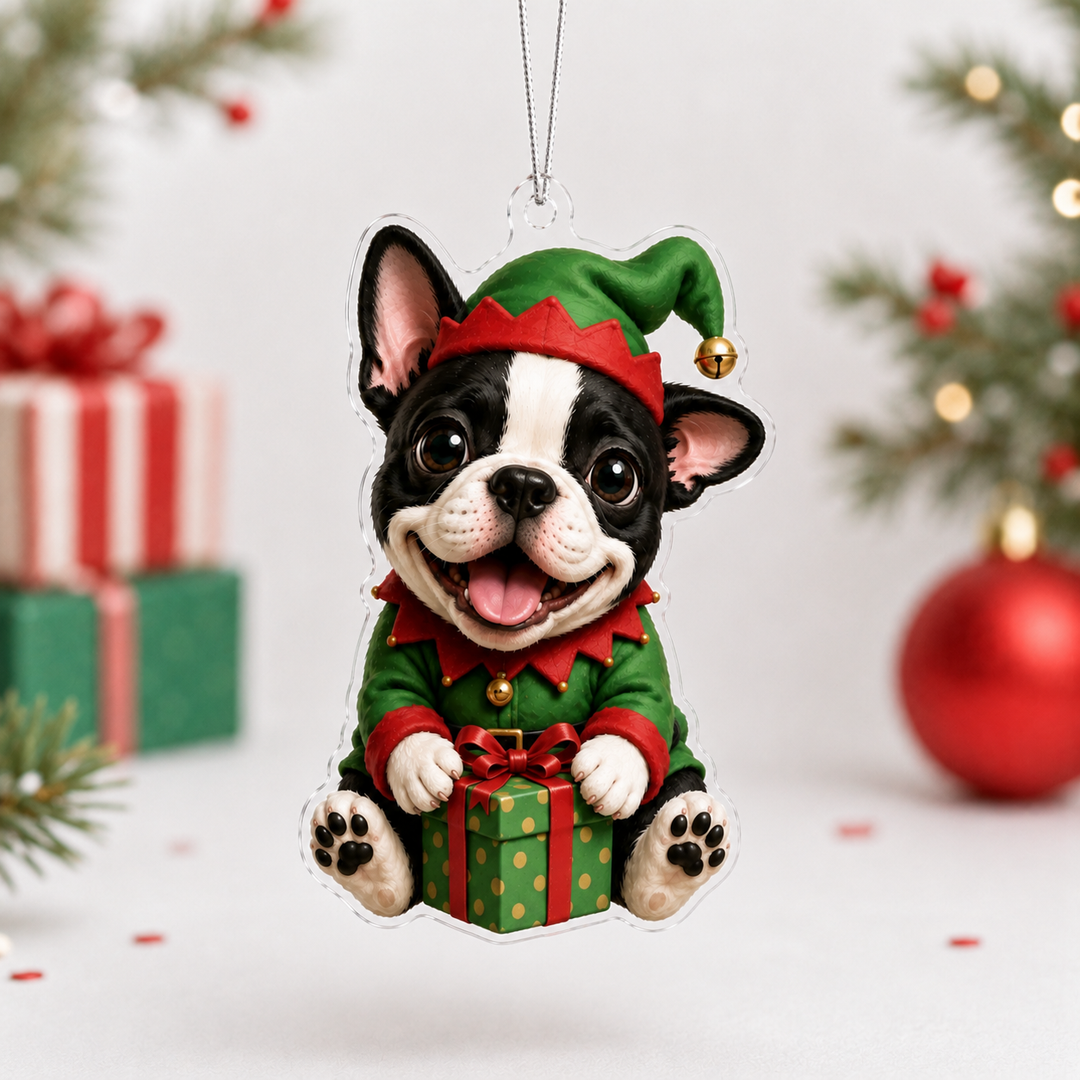 Elf French Bulldog Mica Ornament NCU0NT099