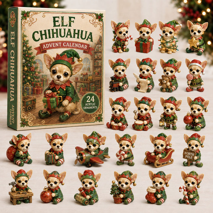 CHRISMAST KICKOFF 40% OFF - Elf Chihuahua Christmas Advent Calendar 2026 - 24-Day Festive Countdown, Acrylic Charms Blind Box - Gift For Dog Lovers AC0TM110
