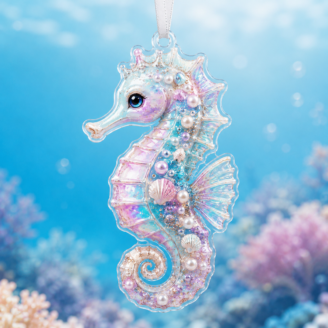 Enchanted Pearl Seahorse Mica Ornament NCU0HA016
