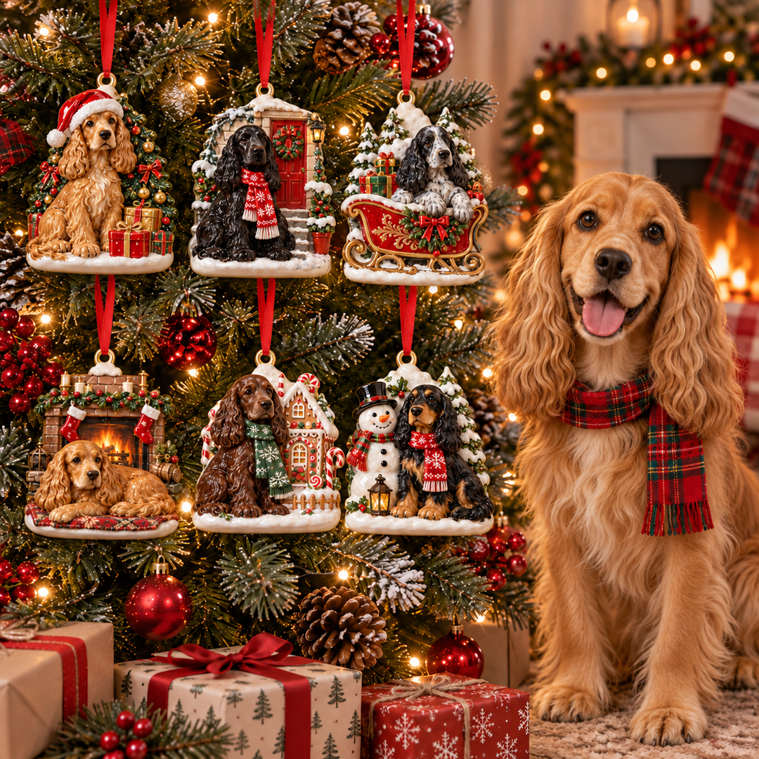 English Cocker Spaniel Christmas Acrylic Ornament Gift Set NCU0TM175