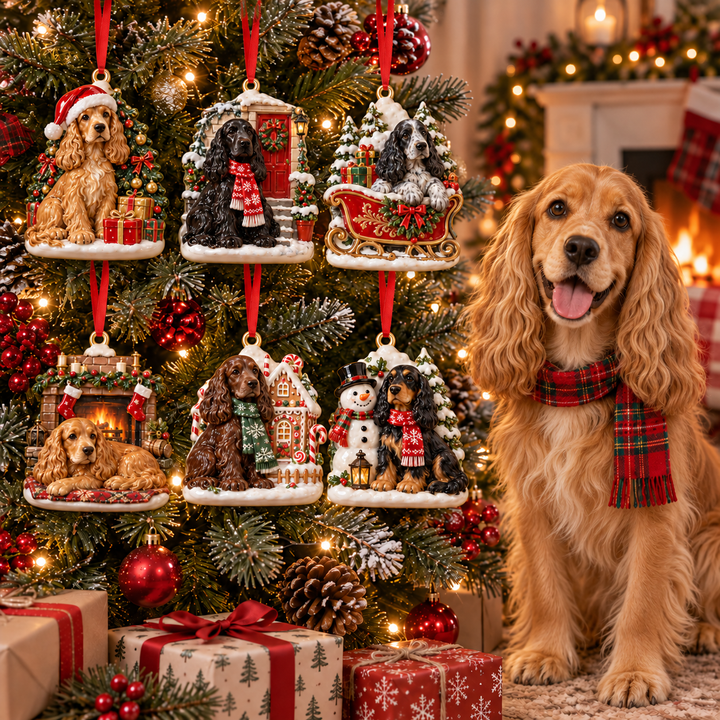 English Cocker Spaniel Christmas Acrylic Ornament Gift Set NCU0TM175