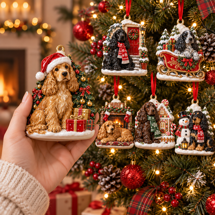 English Cocker Spaniel Christmas Acrylic Ornament Gift Set NCU0TM175