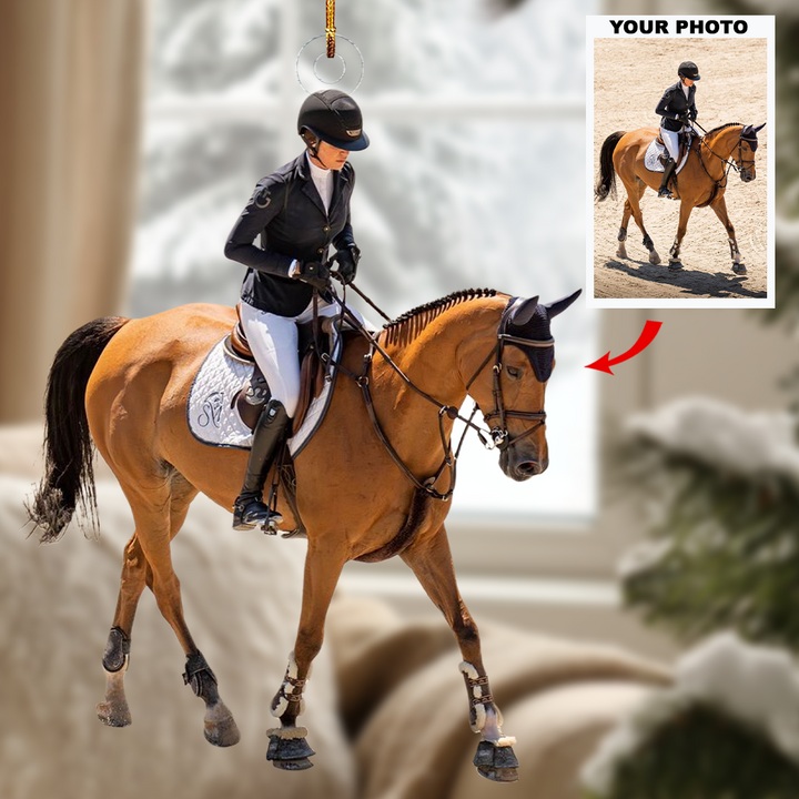 Equestrian Elegance - Personalized Photo Mica Ornament - Gift For Horse Lovers, Family Members