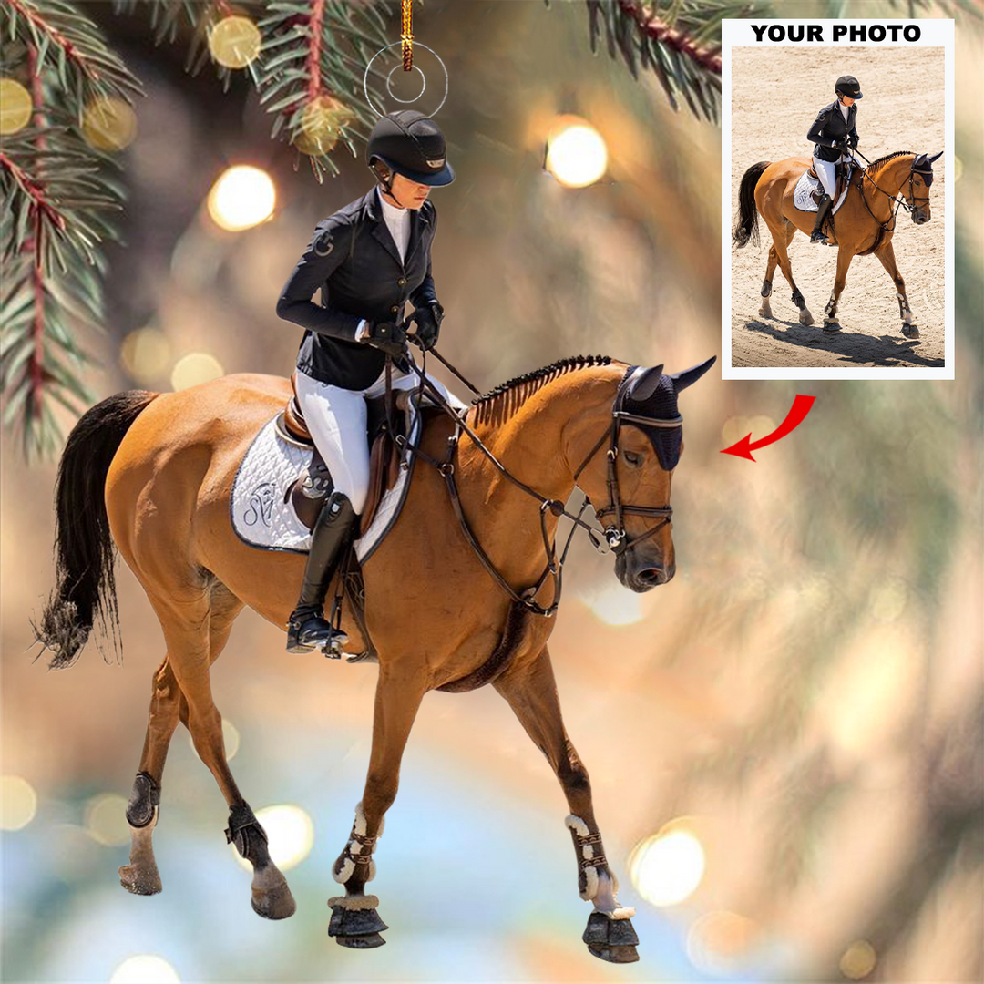 Equestrian Elegance - Personalized Photo Mica Ornament - Gift For Horse Lovers, Family Members