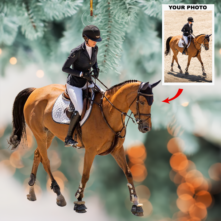 Equestrian Elegance - Personalized Photo Mica Ornament - Gift For Horse Lovers, Family Members