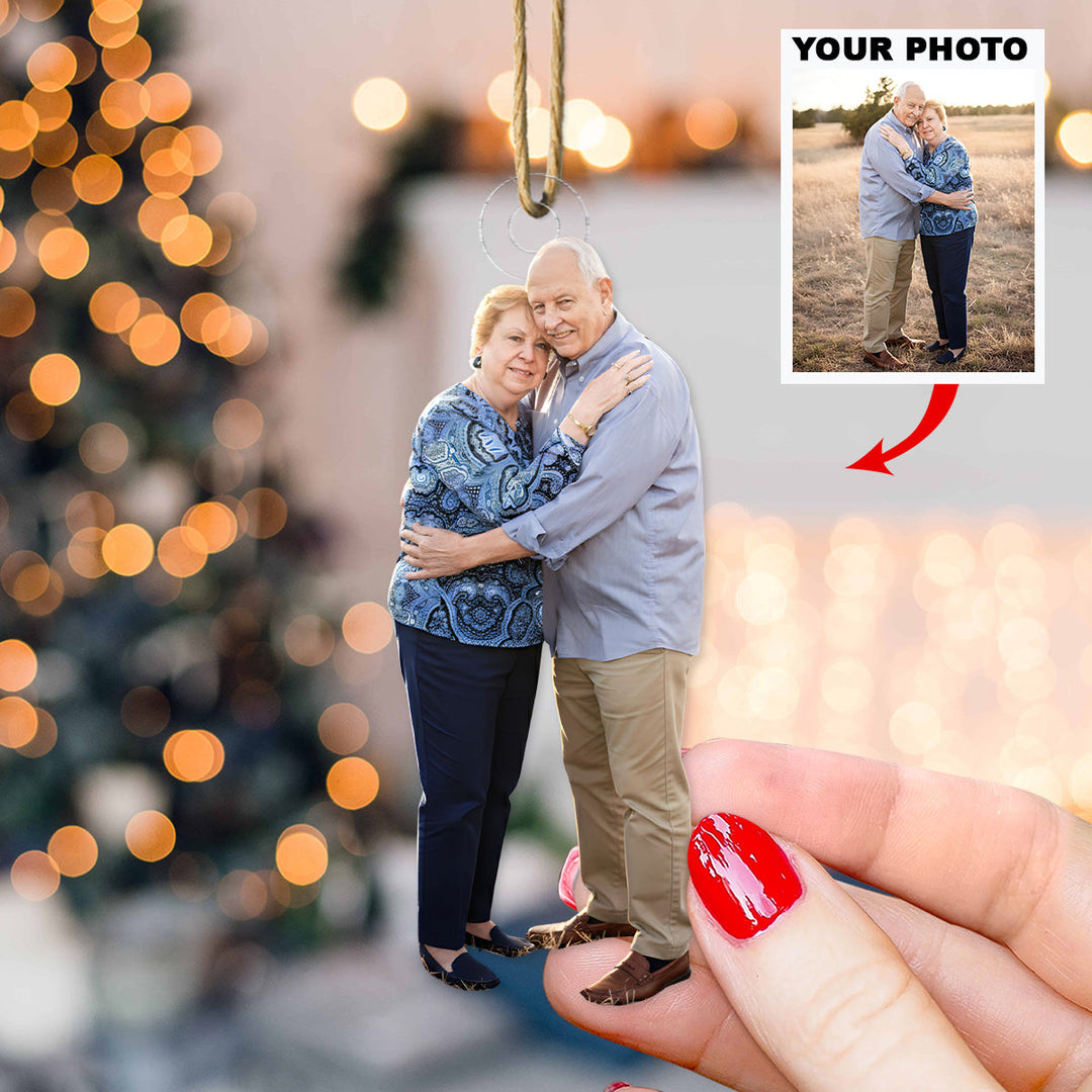Eternal Embrace - Personalized Photo Mica Ornament - Christmas Gift For Grandparents and Family Members