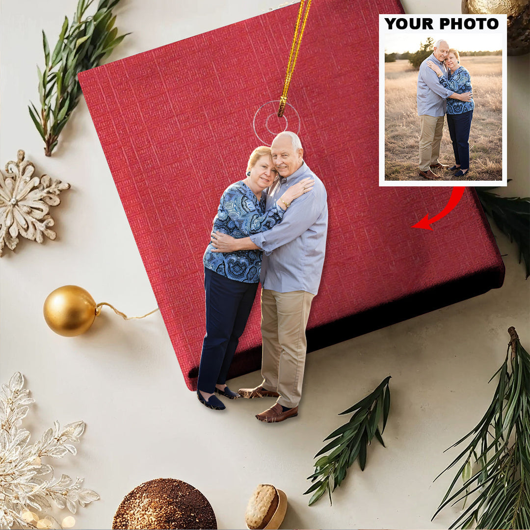 Eternal Embrace - Personalized Photo Mica Ornament - Christmas Gift For Grandparents and Family Members