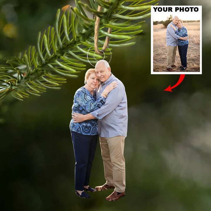 Eternal Embrace - Personalized Photo Mica Ornament - Christmas Gift For Grandparents and Family Members